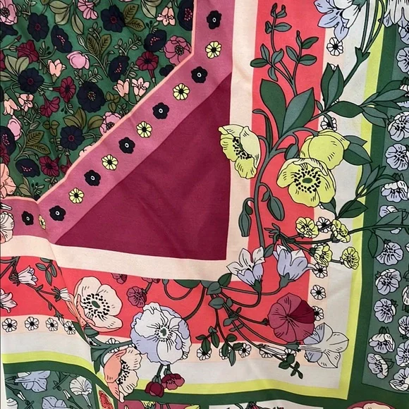 Floral Multicolor Square Silk Scarf - Picture 2 of 2